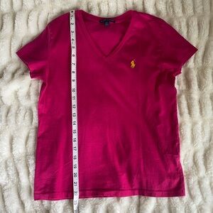 Polo by Ralph Lauren Women's Fuchsia V-Neck Tee